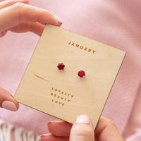 Sterling Silver Birthstone Earrings Characteristic Card