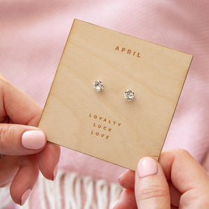 April Birthstone - Crystal Sterling Silver Earrings Characteristic Card