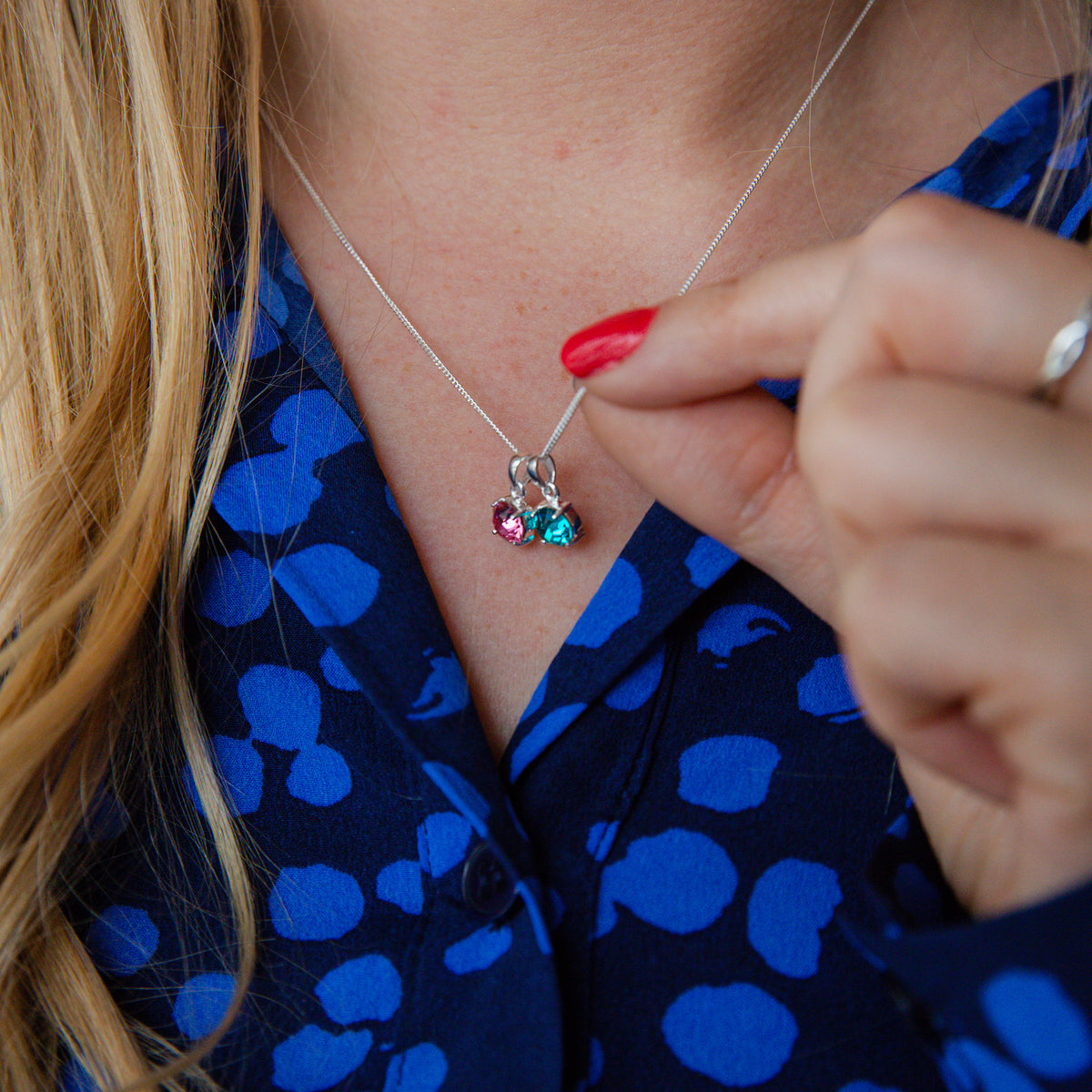 Mum And Me Birthstone Crystal Sterling Silver Necklace – Ellie Ellie