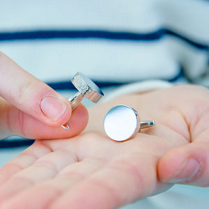 Personalised Secret Message Solid Circle Disc Cufflinks