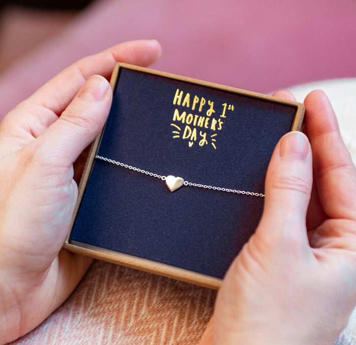 Happy 1st Mother's Day' Heart Silver Necklace