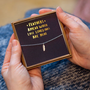 Feathers Appear' Remembrance Silver Feather Necklace