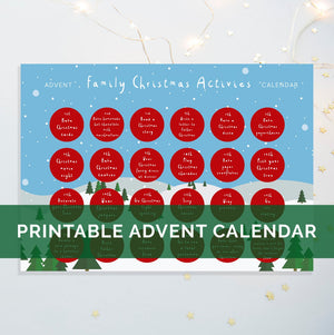 DIGITAL DOWNLOAD - "Family Christmas Activities" Printable Advent Calendar - Blue Snow Scene