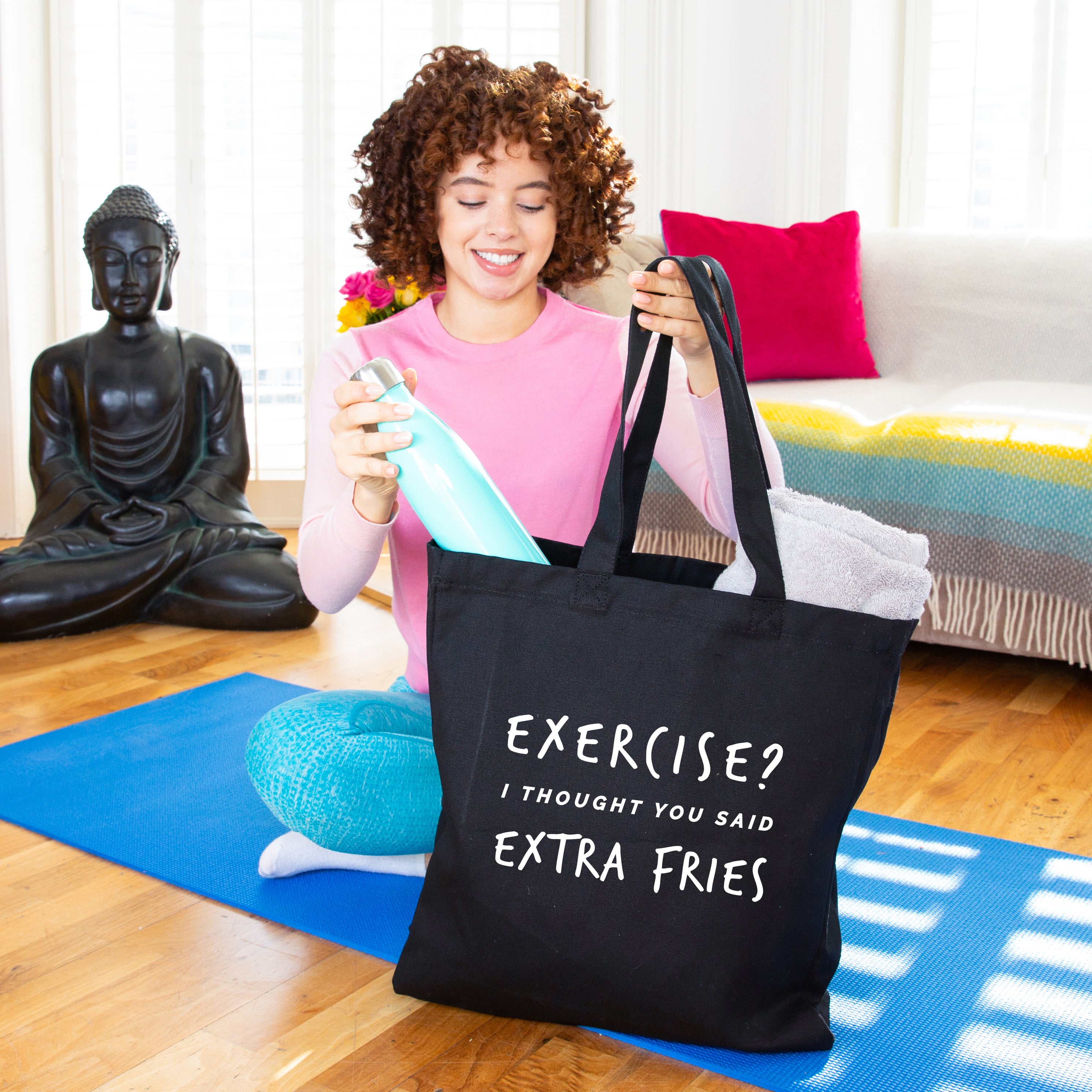 Exercise Extra Fries Gym Tote Bag Ellie Ellie