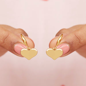 Gold plated puffed heart earrings
