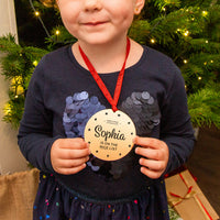 Personalised Children's Santa's Nice List Medal Christmas Decoration