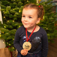 Personalised Children's Santa's Nice List Medal Christmas Decoration