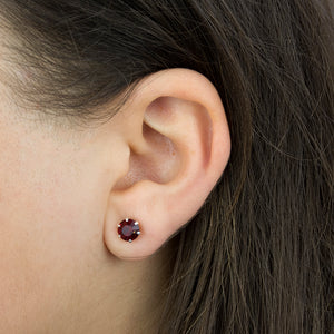 January Birthstone - Siam Sterling Silver Crystal Stud Earrings