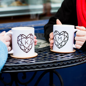 Jewelled Heart Personalised Ceramic Mug Set