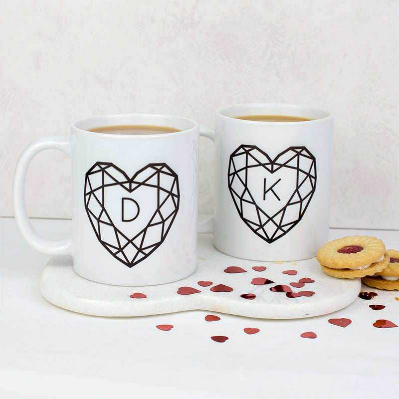 Jewelled Heart Personalised Ceramic Mug Set