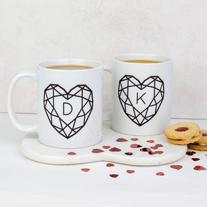 Jewelled Heart Personalised Ceramic Mug Set