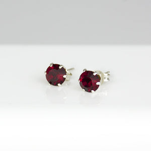 Sterling Silver Birthstone Crystal Stud Earrings