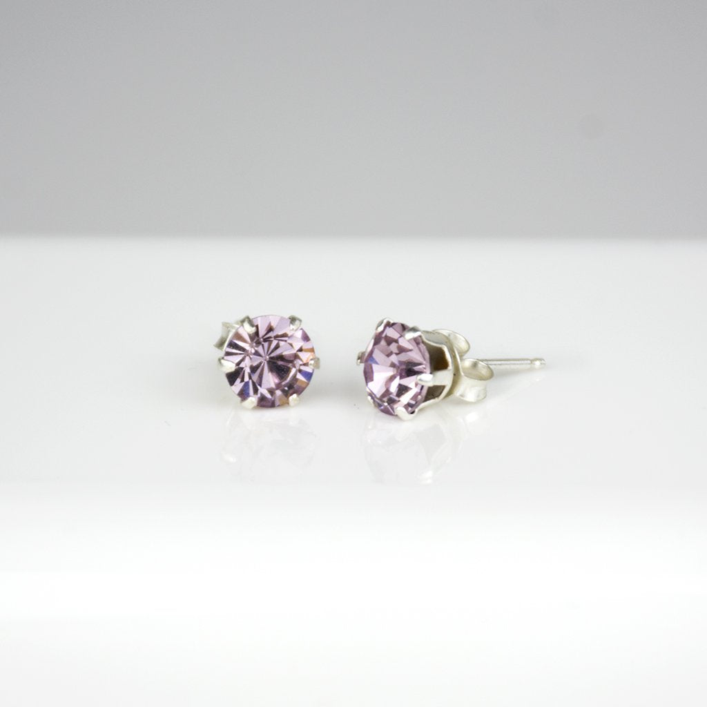Sterling Silver Birthstone Crystal Stud Earrings