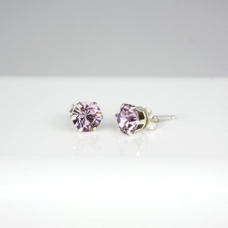 Sterling Silver Birthstone Crystal Stud Earrings