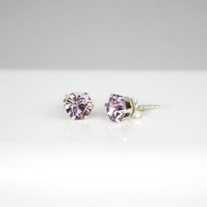 Sterling Silver Birthstone Crystal Stud Earrings