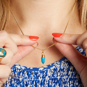 Gold Plated Mini Turquoise Gemstone Necklace