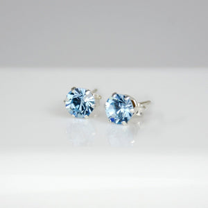 Sterling Silver Birthstone Crystal Stud Earrings