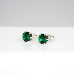 Sterling Silver Birthstone Crystal Stud Earrings