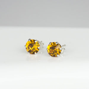 Sterling Silver Birthstone Crystal Stud Earrings