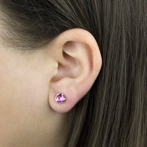 October Birthstone - Rose Sterling Silver Crystal Stud Earrings