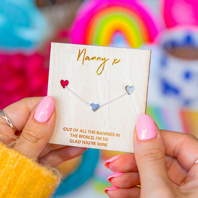 'Out of all the Grandmas in the World I Am So Glad You're Mine' Sterling Silver Heart Necklace Card