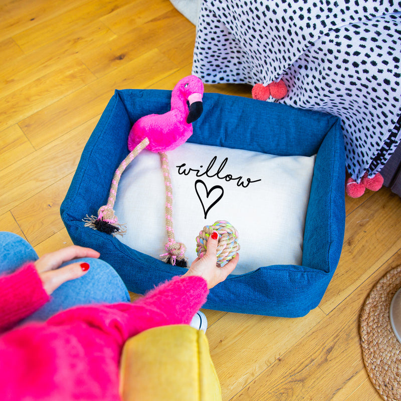 Personalised Name And Heart Dog Pet Bed
