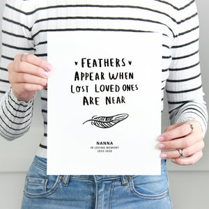 Feather's Appear' Personalised Remembrance Print