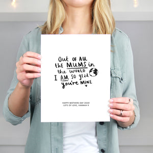 Out Of All The Mum's In The World' Personalised Print