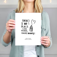 Personalised 'There's No Place Like Home Except Granny's' Print