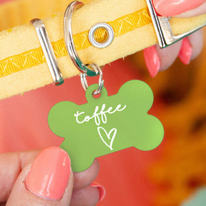 Personalised Bone Heart Print Dog ID Tag