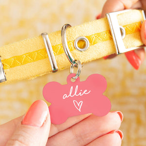 Personalised Bone Heart Print Dog ID Tag