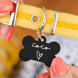 Personalised Bone Heart Print Dog ID Tag