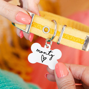 Personalised Bone Heart Print Dog ID Tag