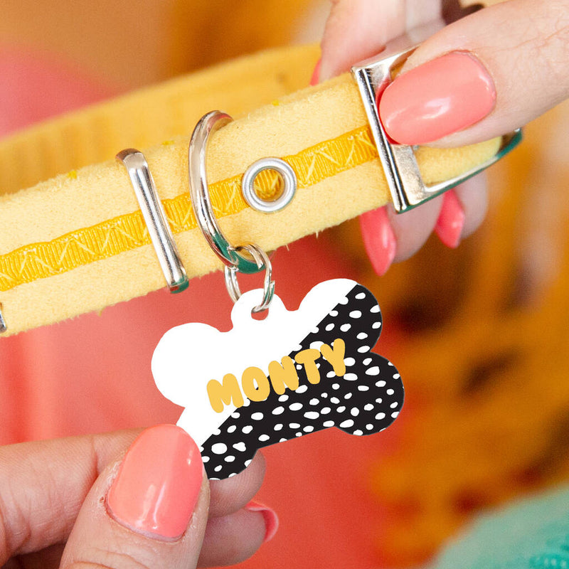 Personalised Bone White Spot Dog ID Tag