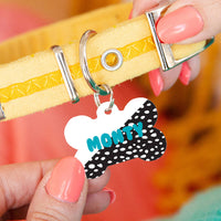 Personalised Bone White Spot Dog ID Tag