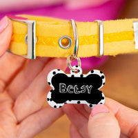 Personalised Bone Black Spot Dog ID Tag