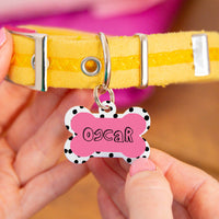 Personalised Bone Black Spot Dog ID Tag