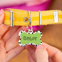 Personalised Bone Black Spot Dog ID Tag