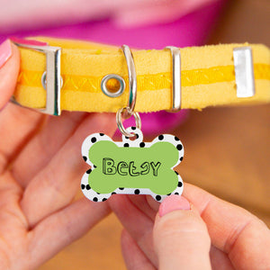 Personalised Bone Black Spot Dog ID Tag