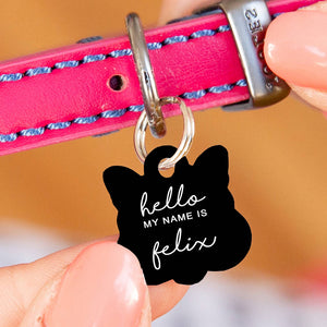 Personalised Cat Face Hello Cat ID Tag