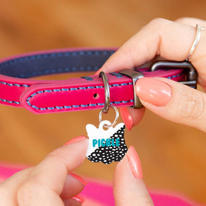 Personalised Cat Face White Spot Cat ID Tag