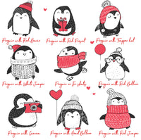 Personalised Illustrated Penguin Couples Christmas Mug Set