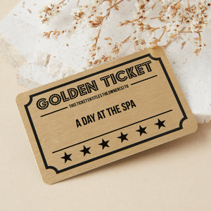 Personalised Golden Ticket Gift Voucher Wallet Keepsake