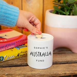 Personalised Travelling Holiday Money Box