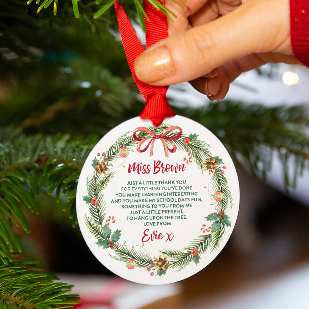 Personalised Thank You Teacher Christmas Decoration