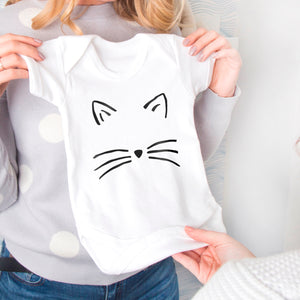 Cat Face' Halloween Baby Grow