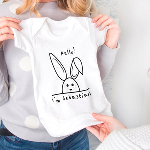 New Baby Personalised Rabbit Baby Grow