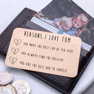 Personalised Reasons I Love Dad Keepsake Wallet Card