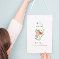 Birth Flower Personalised Water Colour Hanging Print