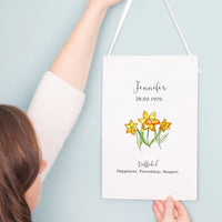 Birth Flower Personalised Water Colour Hanging Print